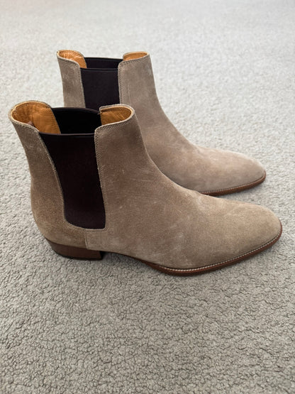 FW16 Saint Laurent by Hedi Slimane Beige Wyatt 30mm Chelsea Boots