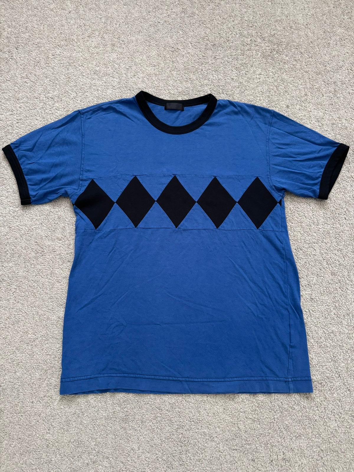 SS03 Comme Des Garcons Homme Plus Blue Argyle Ringer T Shirt