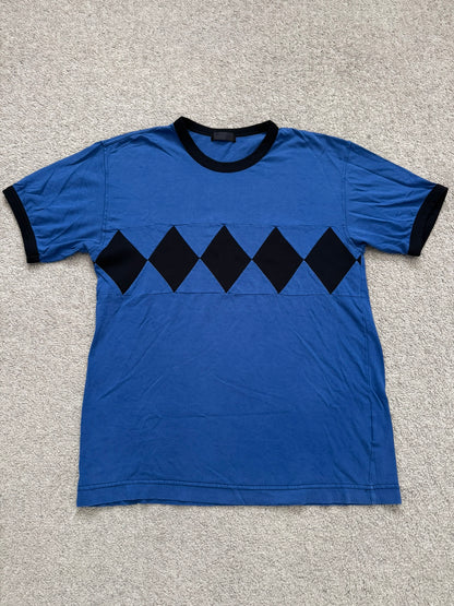 SS03 Comme Des Garcons Homme Plus Blue Argyle Ringer T Shirt