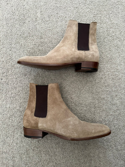 FW16 Saint Laurent by Hedi Slimane Beige Wyatt 30mm Chelsea Boots
