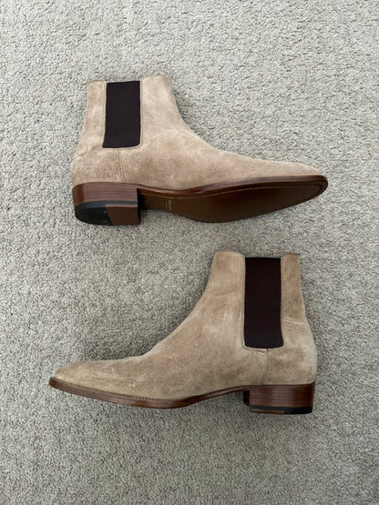 FW16 Saint Laurent by Hedi Slimane Beige Wyatt 30mm Chelsea Boots
