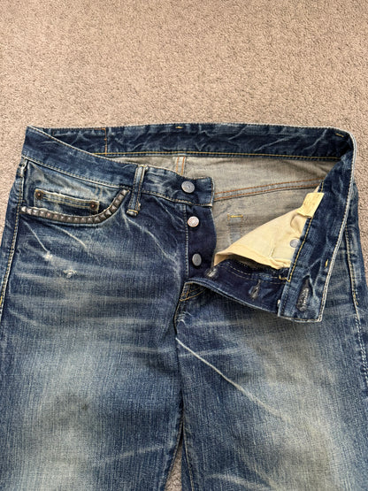 Hysteric Glamour Distressed Studded Flared Denim Jeans