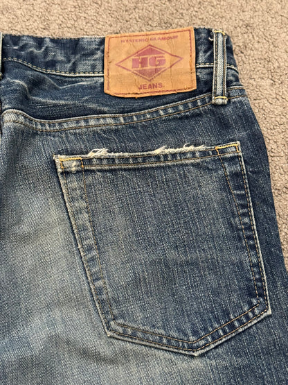 Hysteric Glamour Distressed Studded Flared Denim Jeans