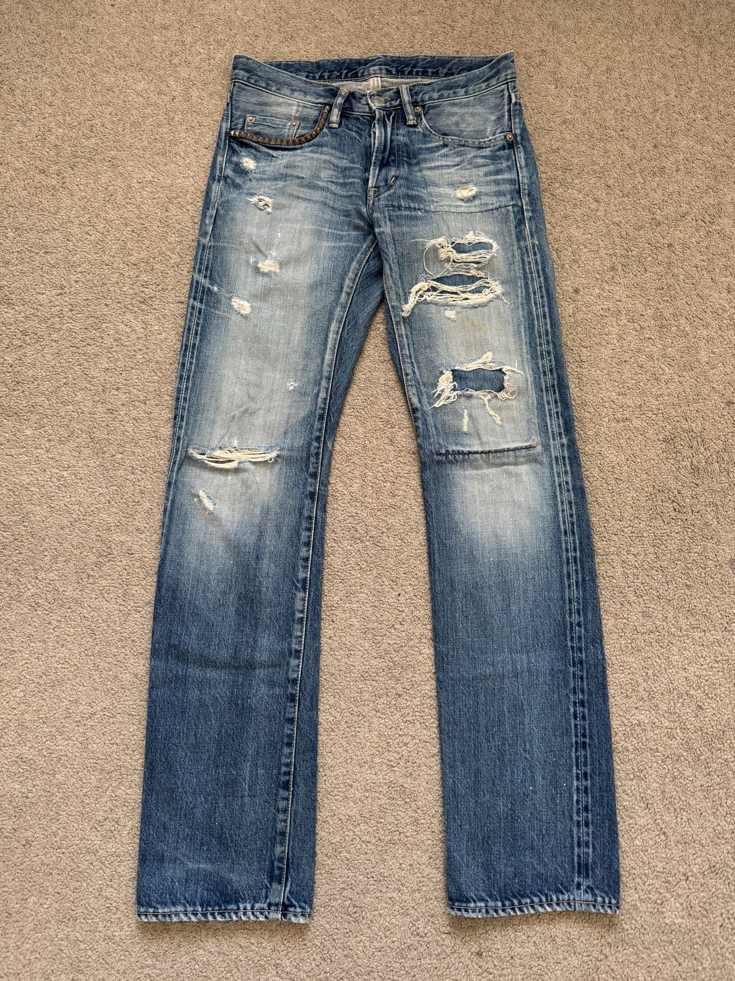 Hysteric Glamour Distressed Patch Studded Denim Jeans