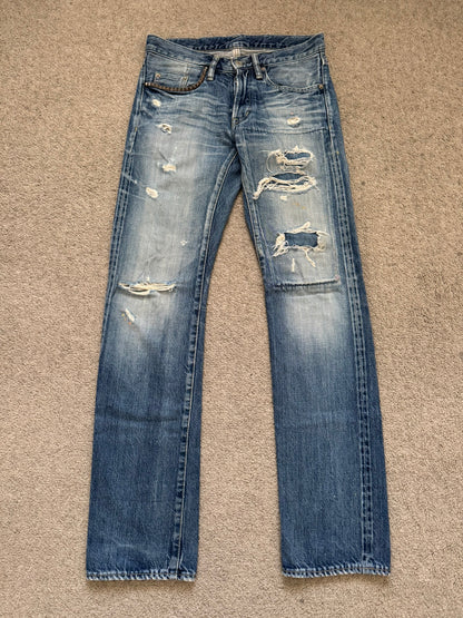 Hysteric Glamour Distressed Patch Studded Denim Jeans