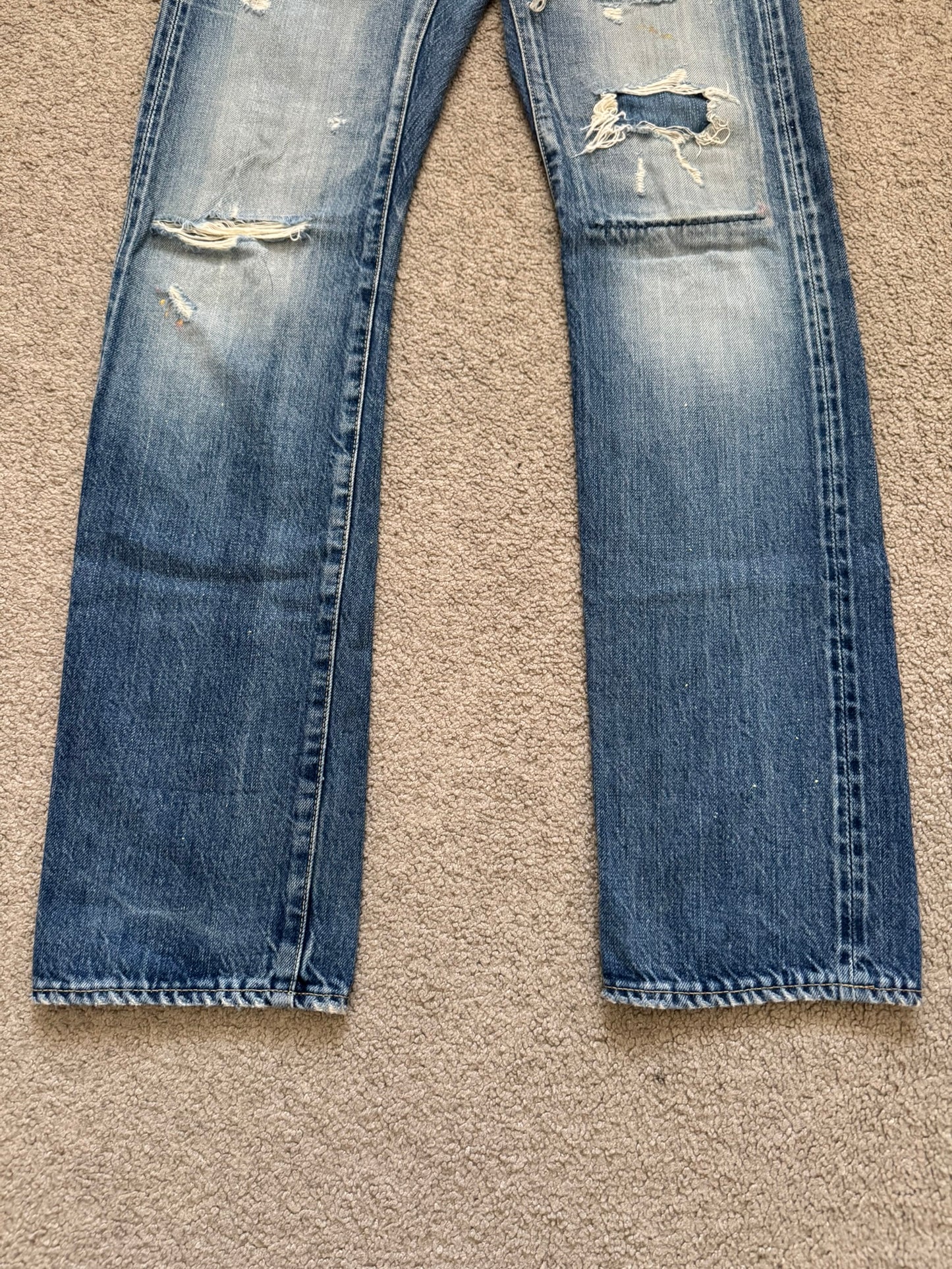 Hysteric Glamour Distressed Patch Studded Denim Jeans