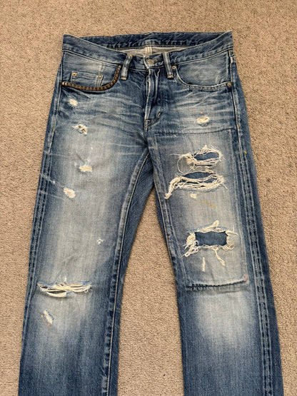 Hysteric Glamour Distressed Patch Studded Denim Jeans