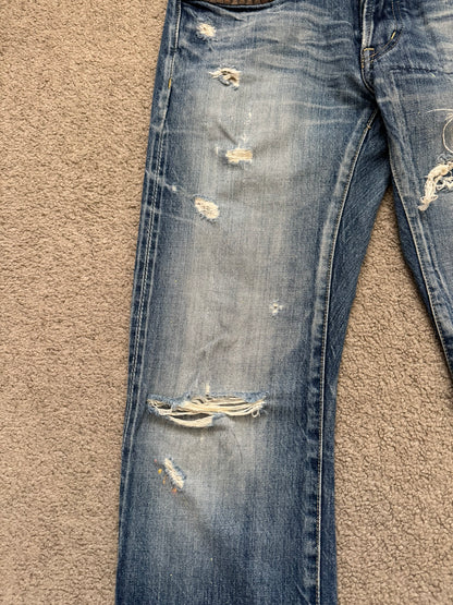 Hysteric Glamour Distressed Patch Studded Denim Jeans