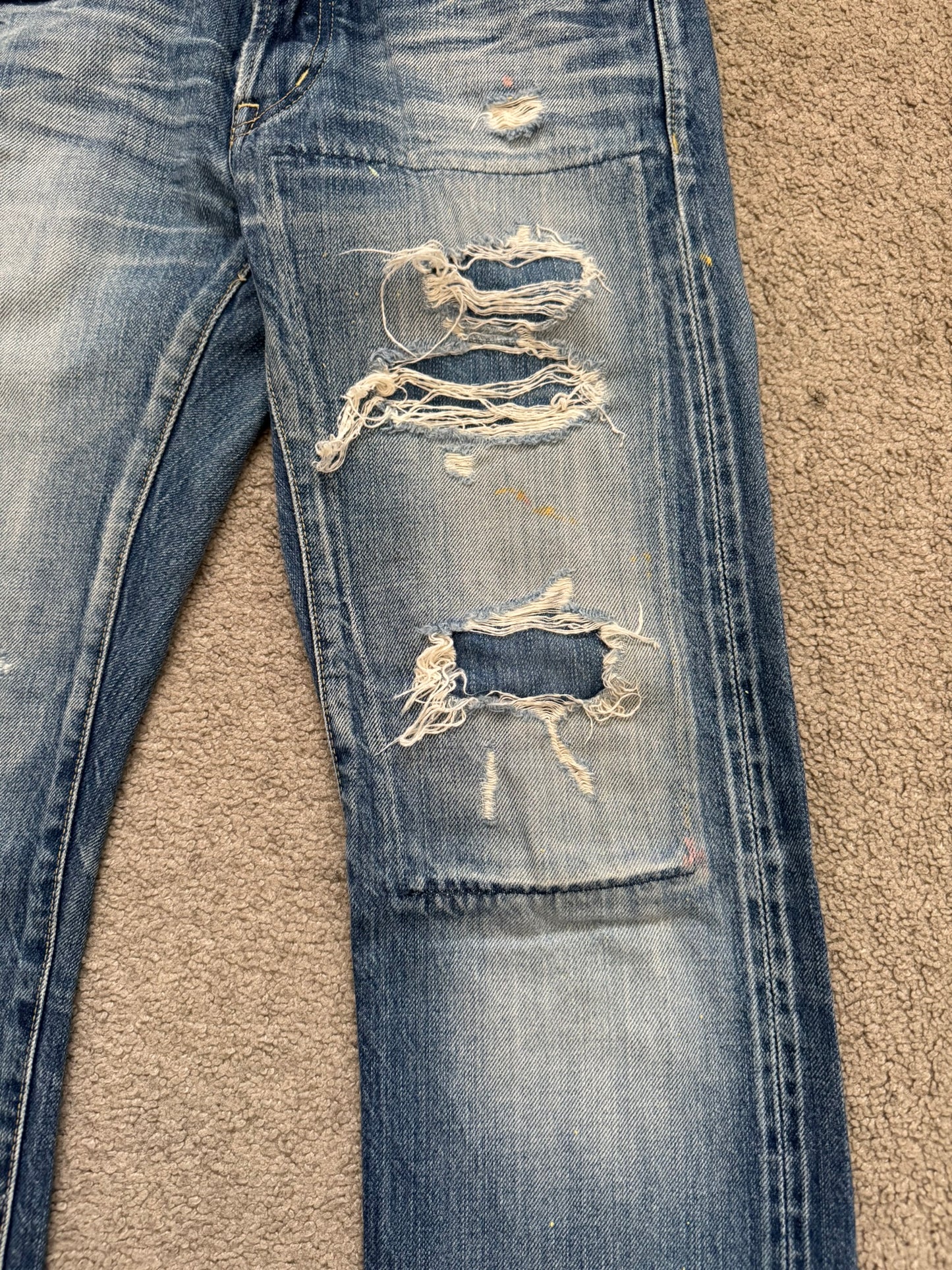 Hysteric Glamour Distressed Patch Studded Denim Jeans