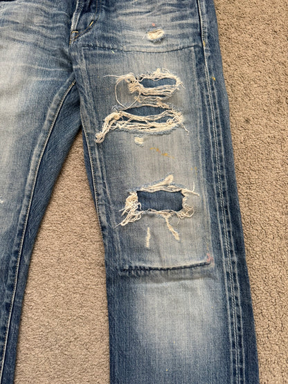 Hysteric Glamour Distressed Patch Studded Denim Jeans