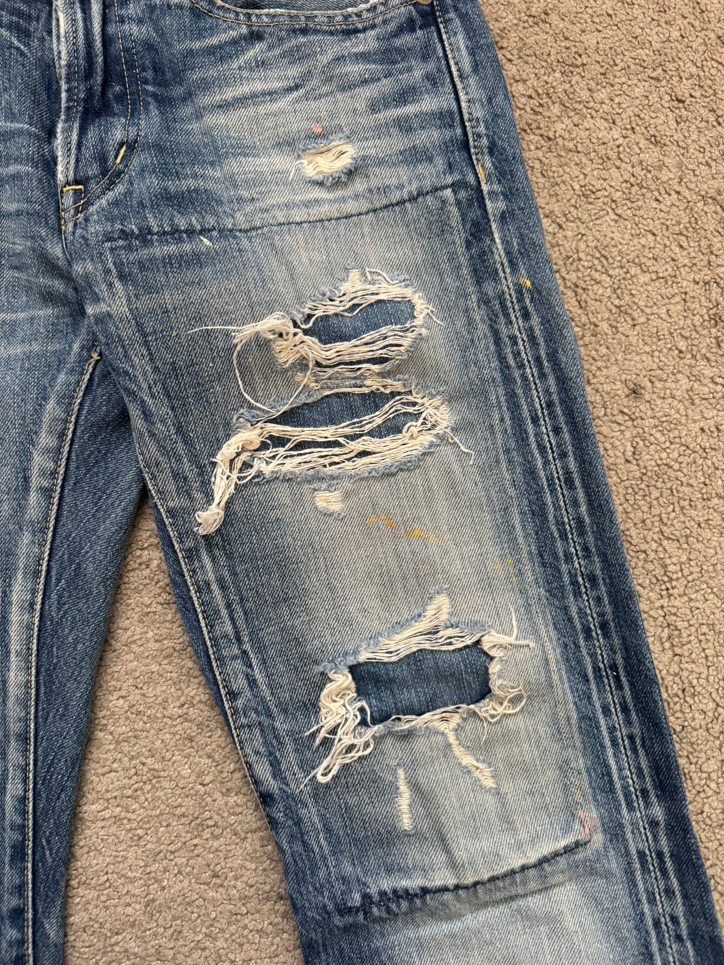 Hysteric Glamour Distressed Patch Studded Denim Jeans