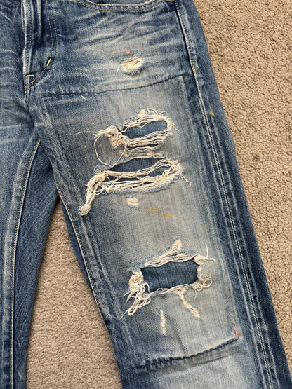 Hysteric Glamour Distressed Patch Studded Denim Jeans