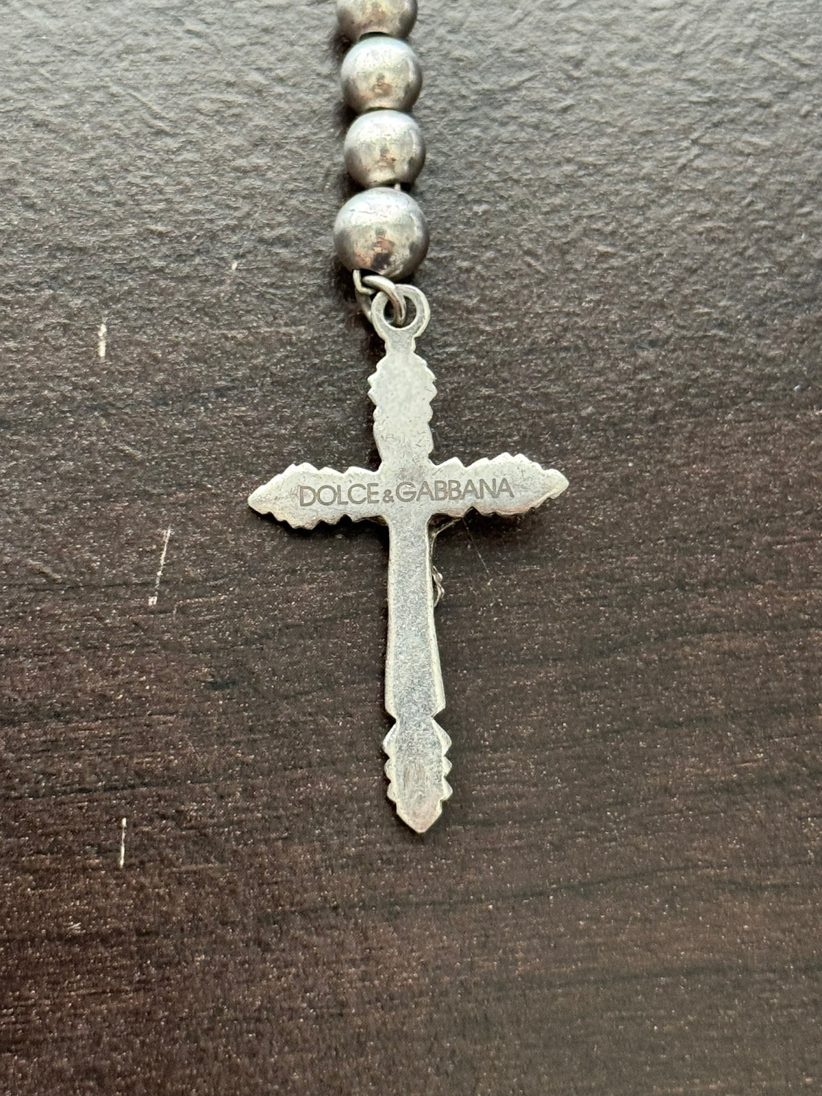 Dolce & Gabbana .925 Sterling Silver Rosary Cross Necklace