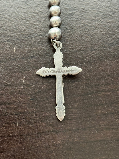Dolce & Gabbana .925 Sterling Silver Rosary Cross Necklace