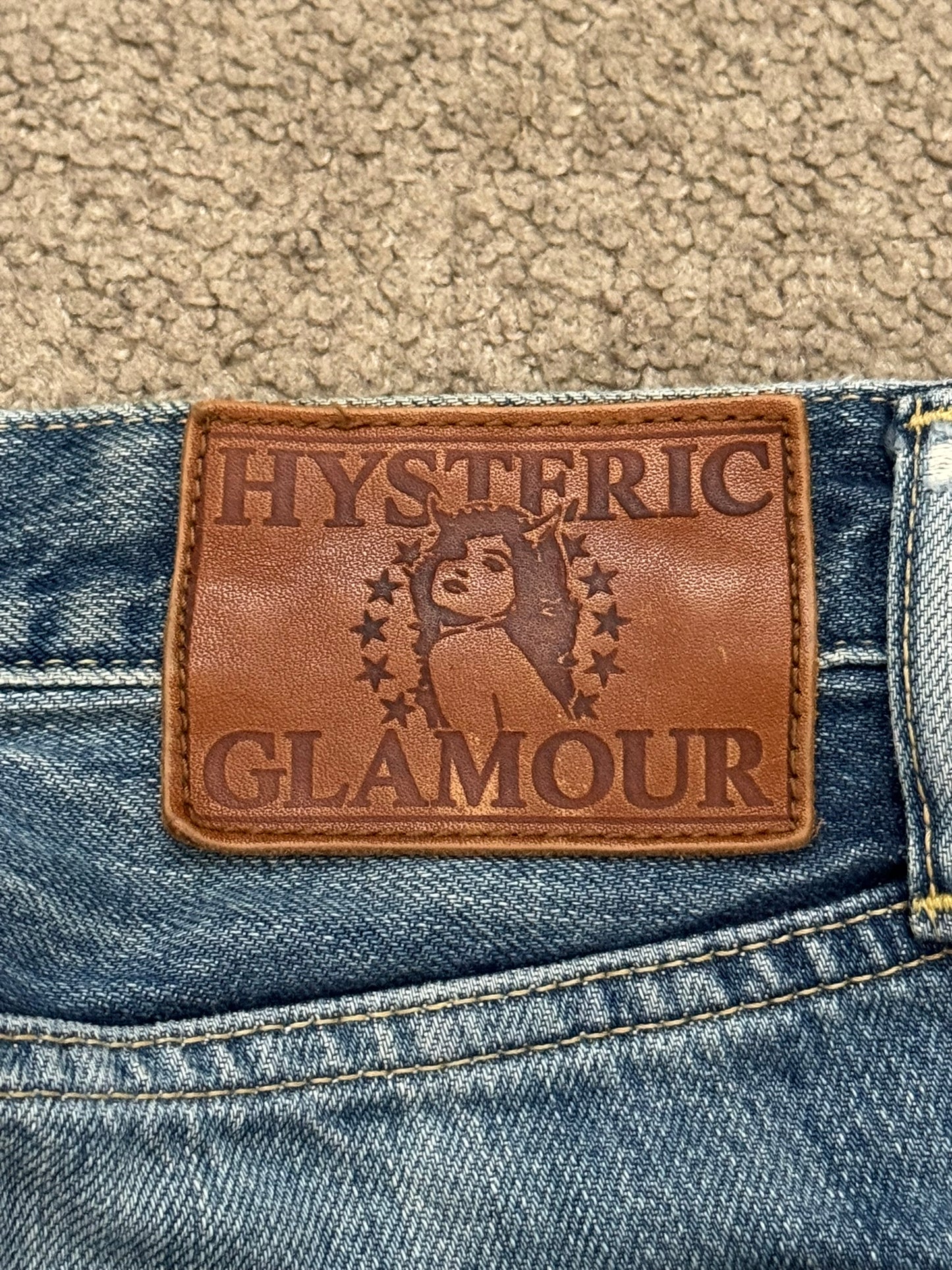 Hysteric Glamour Distressed Patch Studded Denim Jeans
