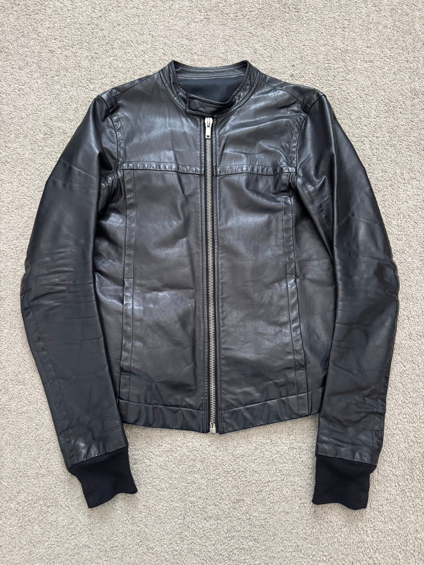 SS10 Rick Owens “Release” Intarsia Oiled Calf Leather Jacket