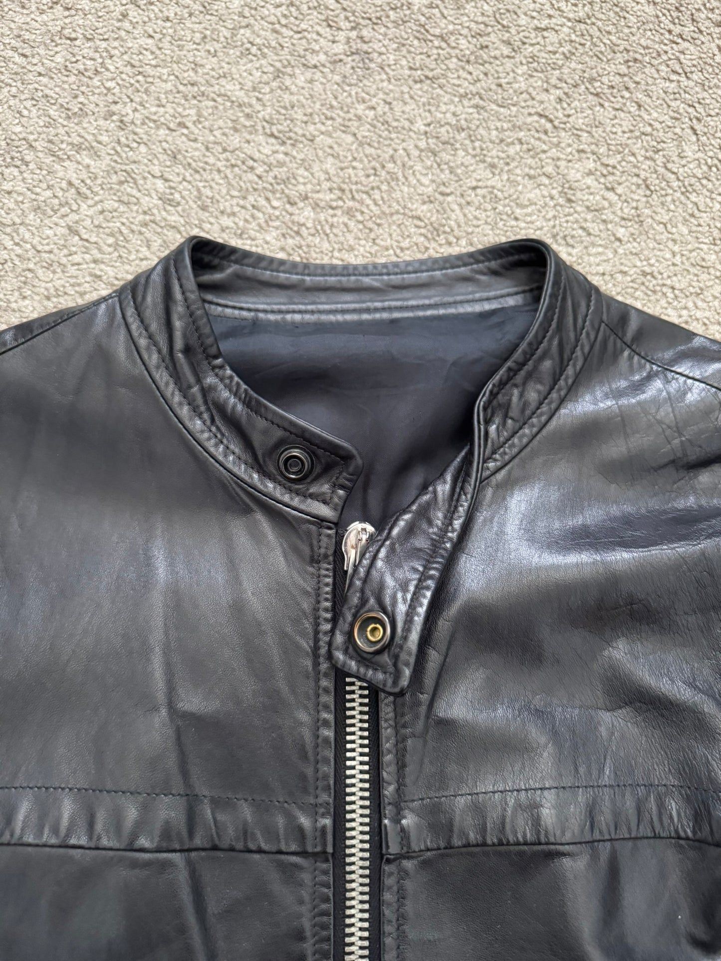 SS10 Rick Owens “Release” Intarsia Oiled Calf Leather Jacket