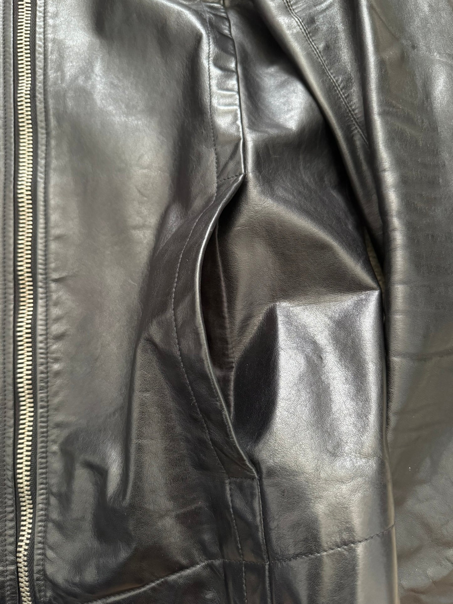 SS10 Rick Owens “Release” Intarsia Oiled Calf Leather Jacket