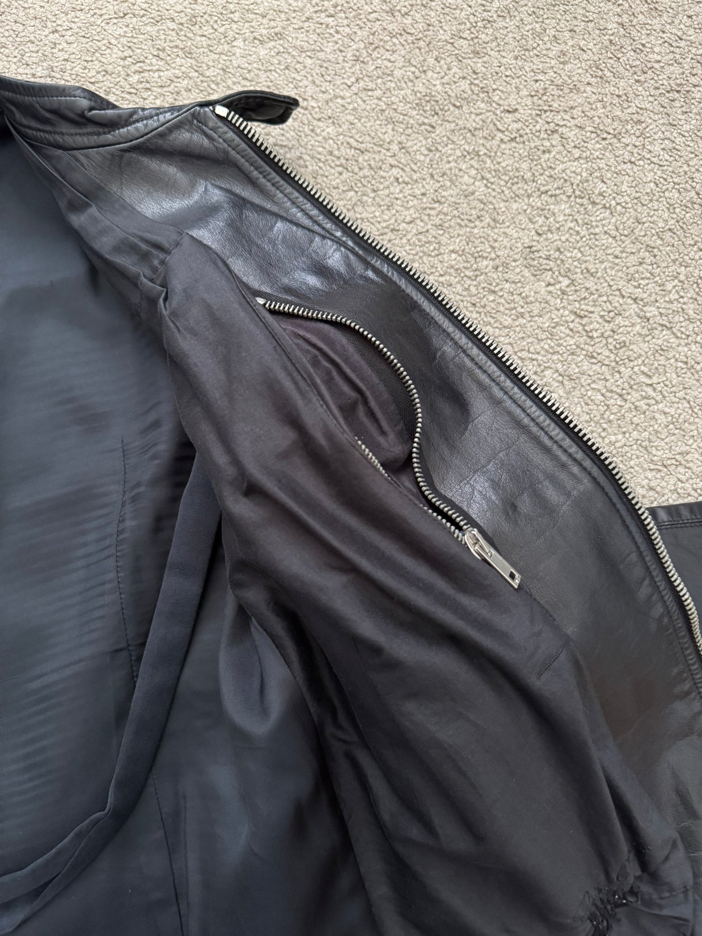 SS10 Rick Owens “Release” Intarsia Oiled Calf Leather Jacket