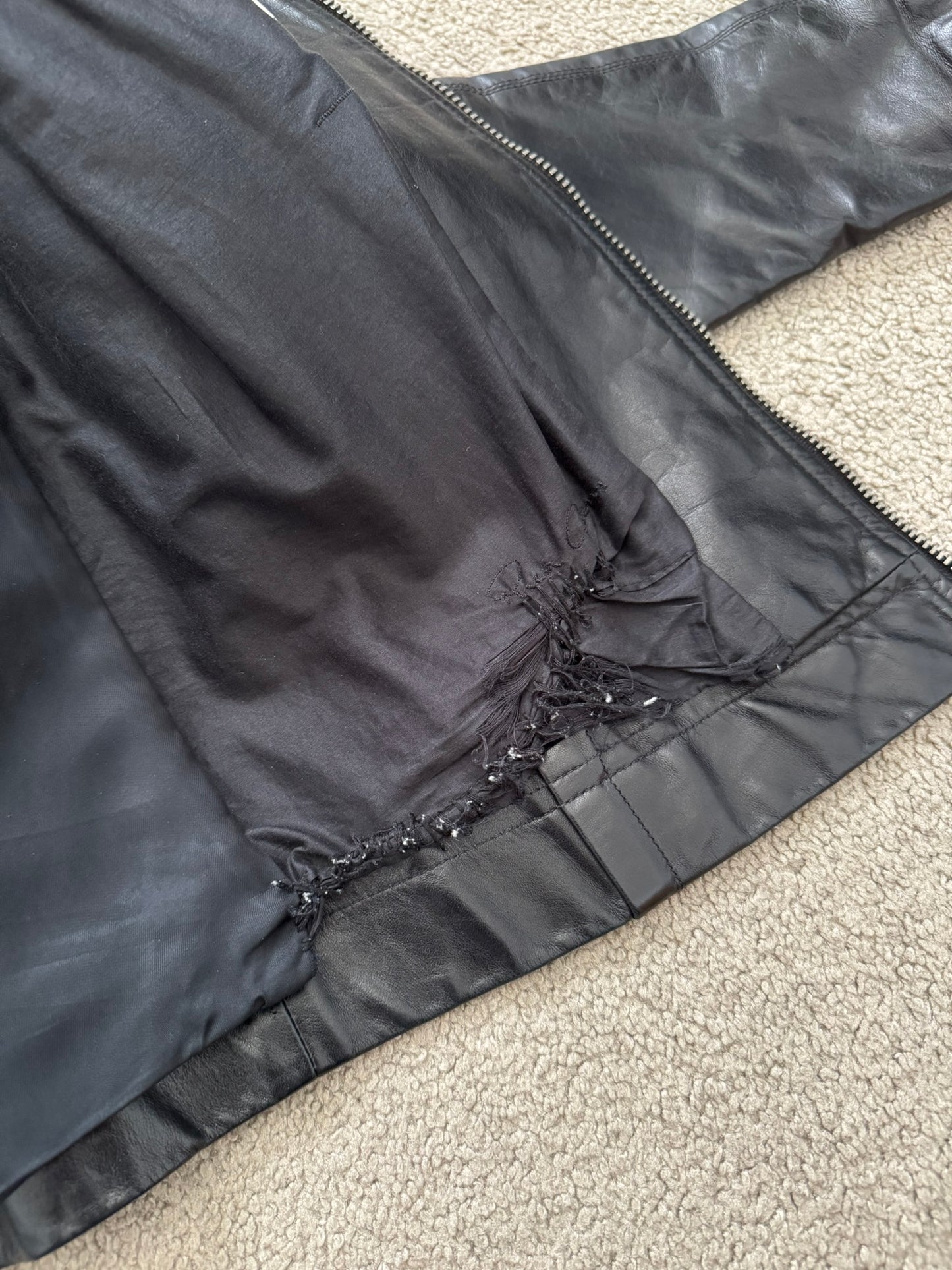 SS10 Rick Owens “Release” Intarsia Oiled Calf Leather Jacket