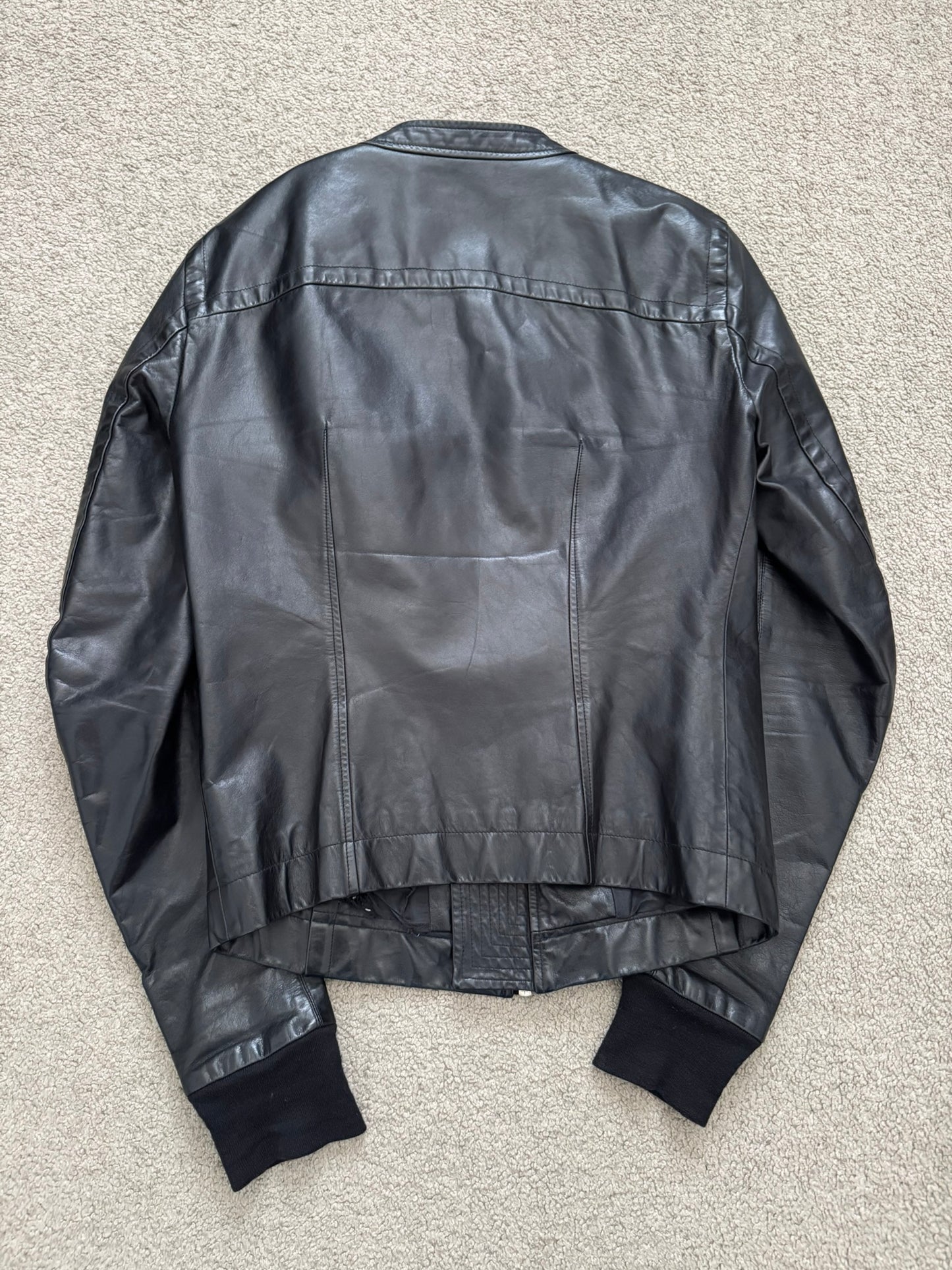 SS10 Rick Owens “Release” Intarsia Oiled Calf Leather Jacket