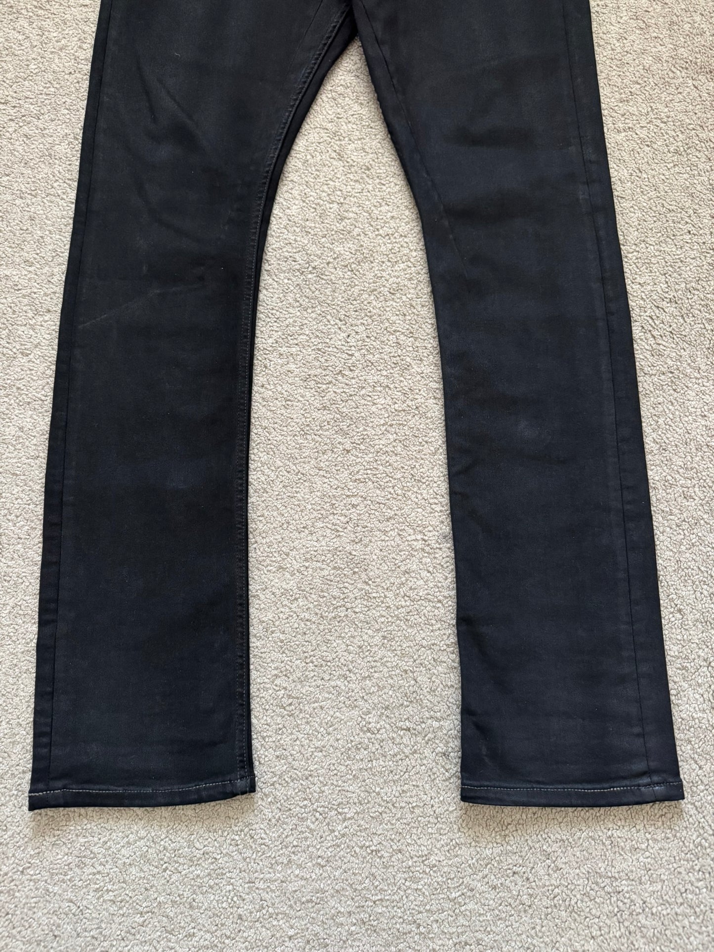 SS24 Rick Owens DRKSHDW Black Waxed Detroit Cut Denim Jeans