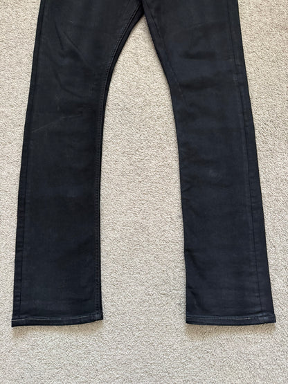 SS24 Rick Owens DRKSHDW Black Waxed Detroit Cut Denim Jeans