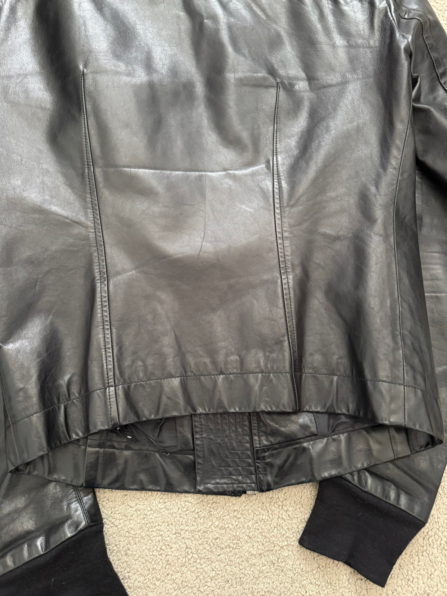 SS10 Rick Owens “Release” Intarsia Oiled Calf Leather Jacket