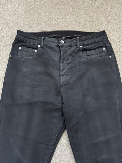 SS24 Rick Owens DRKSHDW Black Waxed Detroit Cut Denim Jeans
