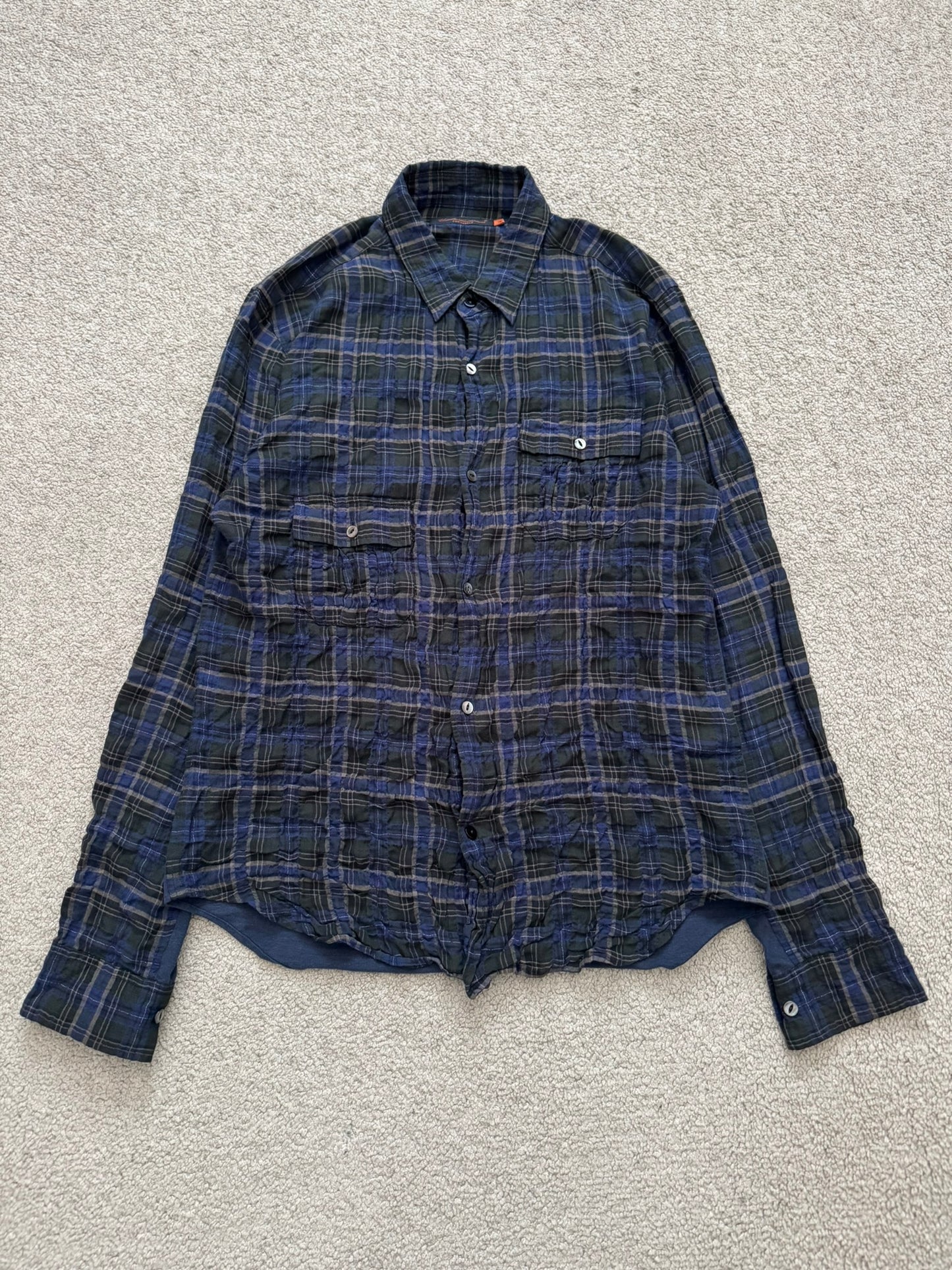 SS07 Undercover Bleeding Rose Wrinkled Hybrid Flannel Shirt