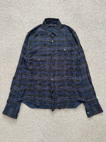 SS07 Undercover Bleeding Rose Wrinkled Hybrid Flannel Shirt