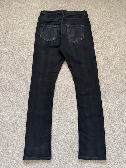 SS24 Rick Owens DRKSHDW Black Waxed Detroit Cut Denim Jeans