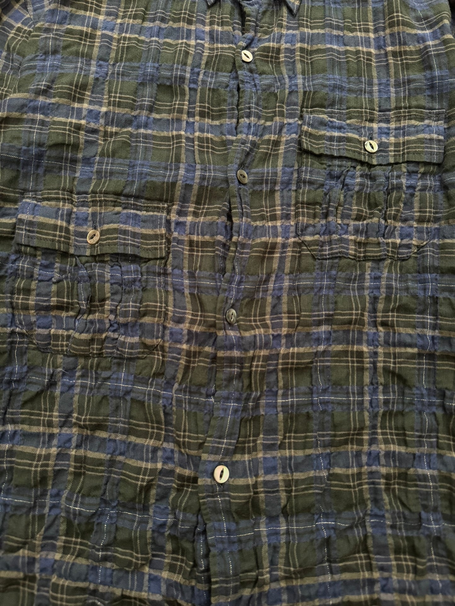 SS07 Undercover Bleeding Rose Wrinkled Hybrid Flannel Shirt