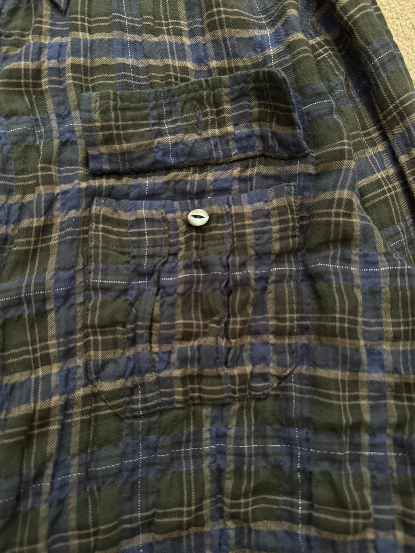 SS07 Undercover Bleeding Rose Wrinkled Hybrid Flannel Shirt