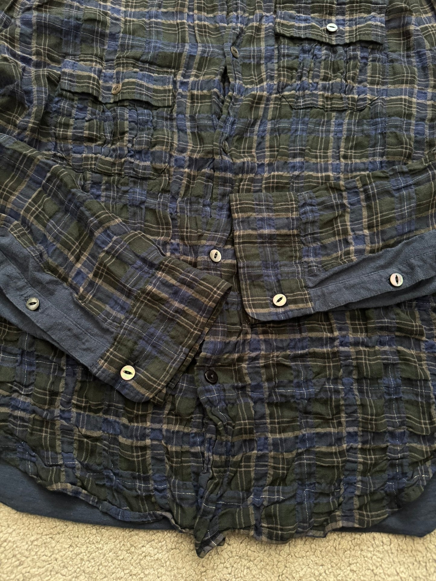 SS07 Undercover Bleeding Rose Wrinkled Hybrid Flannel Shirt