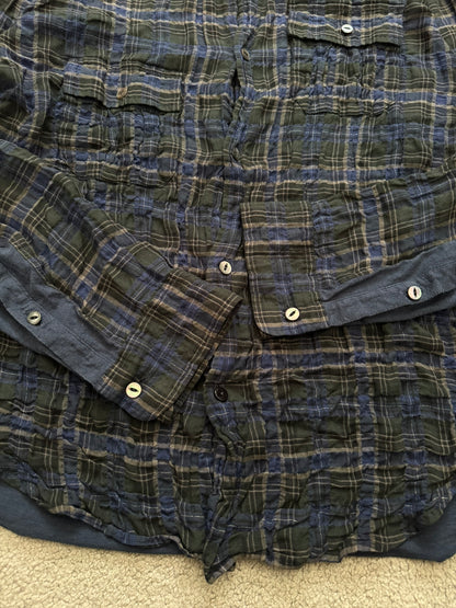 SS07 Undercover Bleeding Rose Wrinkled Hybrid Flannel Shirt