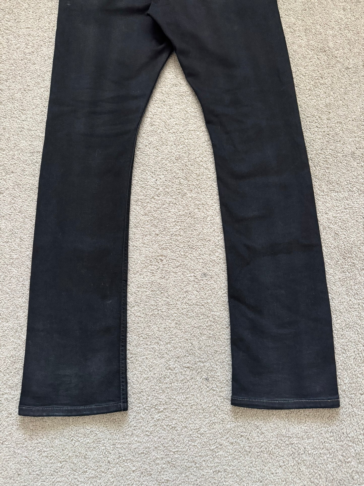 SS24 Rick Owens DRKSHDW Black Waxed Detroit Cut Denim Jeans