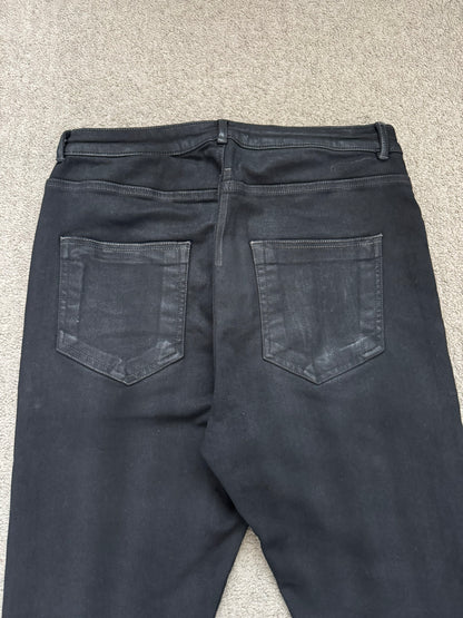 SS24 Rick Owens DRKSHDW Black Waxed Detroit Cut Denim Jeans