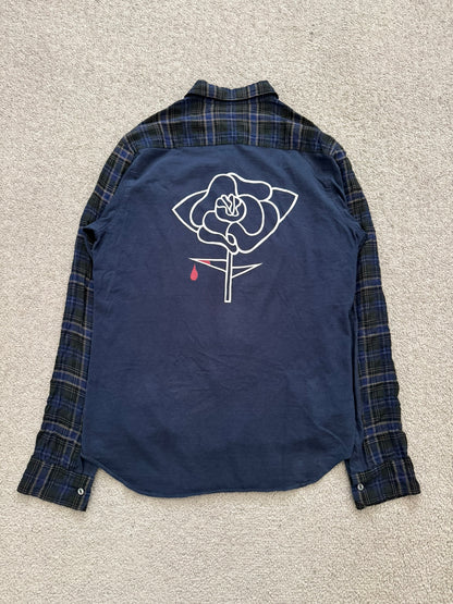 SS07 Undercover Bleeding Rose Wrinkled Hybrid Flannel Shirt