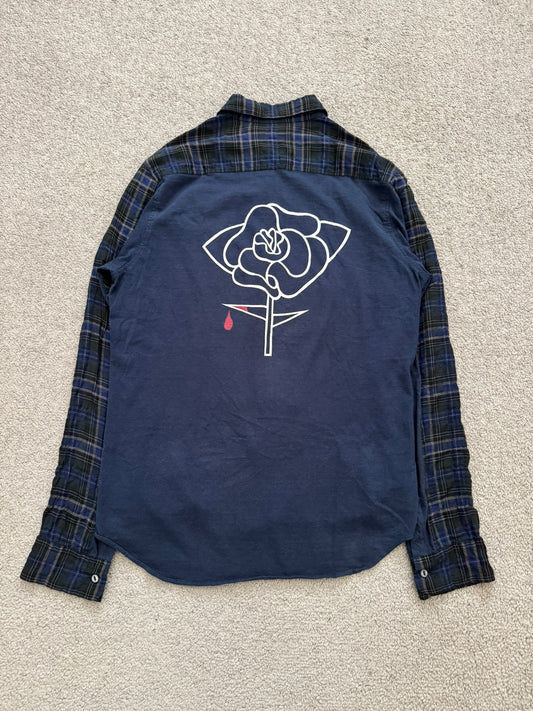 SS07 Undercover Bleeding Rose Wrinkled Hybrid Flannel Shirt