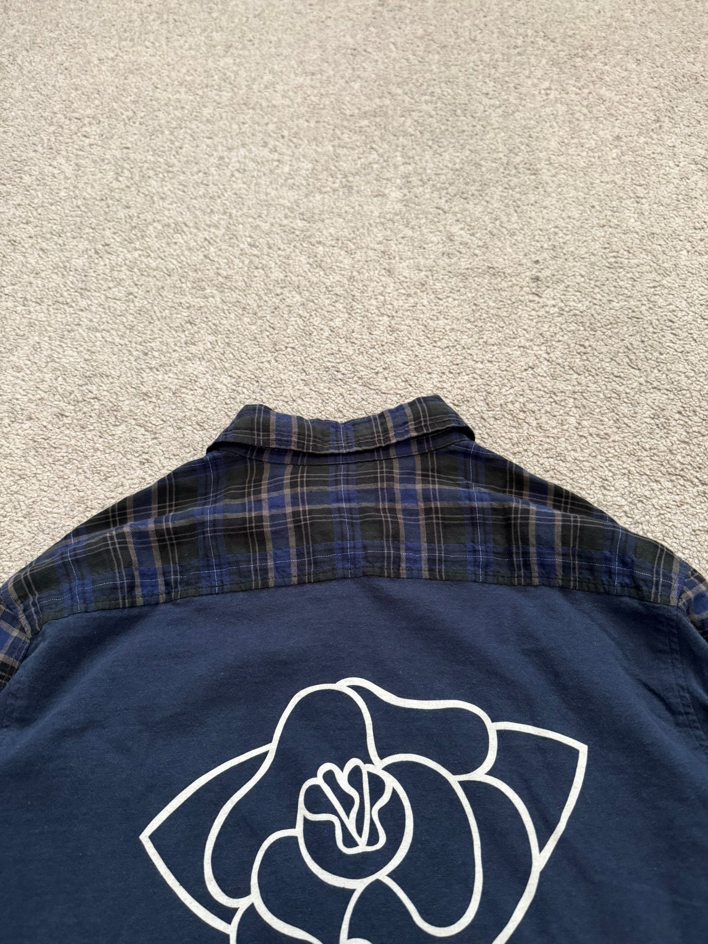 SS07 Undercover Bleeding Rose Wrinkled Hybrid Flannel Shirt