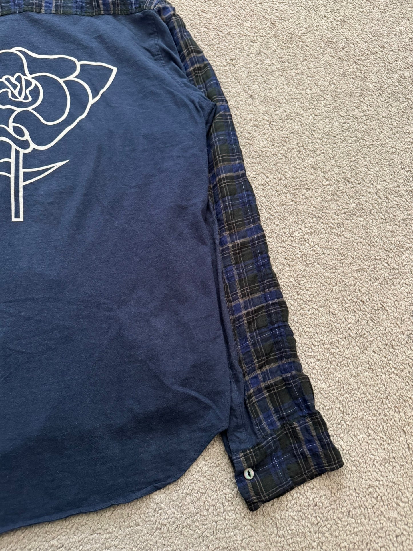 SS07 Undercover Bleeding Rose Wrinkled Hybrid Flannel Shirt