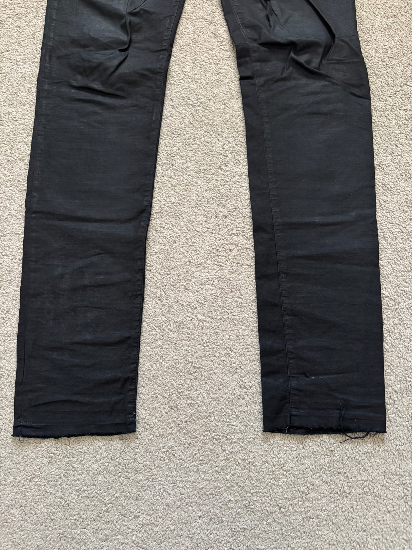 2010s Rick Owens DRKSHDW Black Waxed Ripstop Detroit Pants
