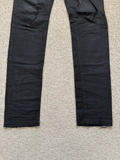 2010s Rick Owens DRKSHDW Black Waxed Ripstop Detroit Pants