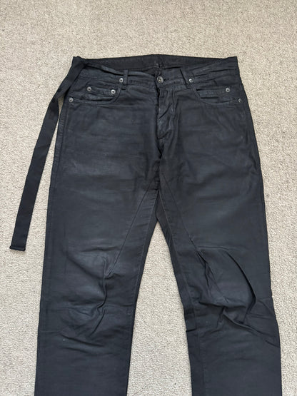 2010s Rick Owens DRKSHDW Black Waxed Ripstop Detroit Pants