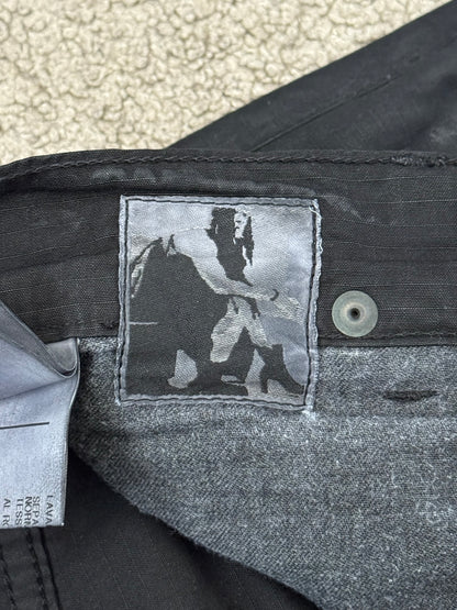 2010s Rick Owens DRKSHDW Black Waxed Ripstop Detroit Pants