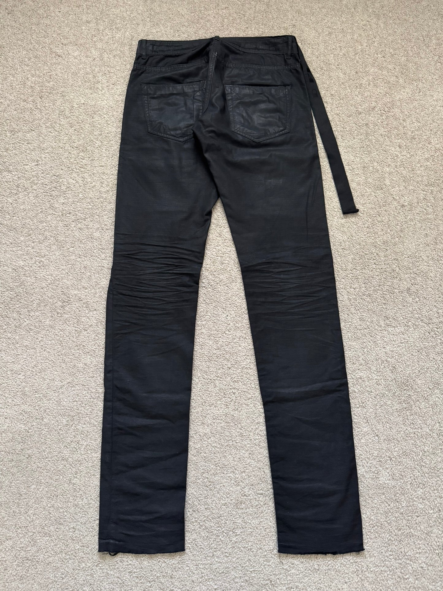 2010s Rick Owens DRKSHDW Black Waxed Ripstop Detroit Pants