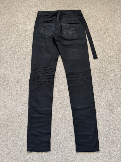 2010s Rick Owens DRKSHDW Black Waxed Ripstop Detroit Pants
