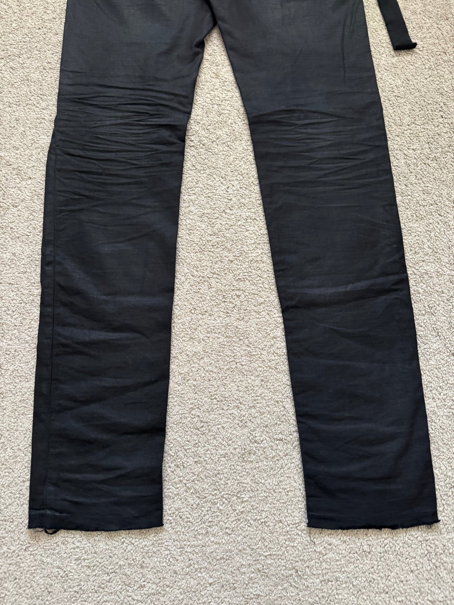 2010s Rick Owens DRKSHDW Black Waxed Ripstop Detroit Pants