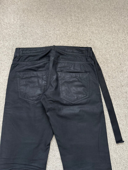 2010s Rick Owens DRKSHDW Black Waxed Ripstop Detroit Pants